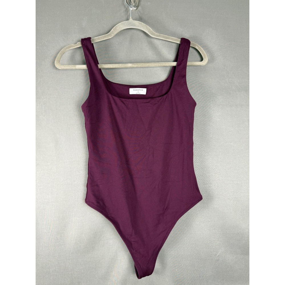 Babaton Bodysuit Women Medium Plum Square Neck Sleeveless Thong 69983